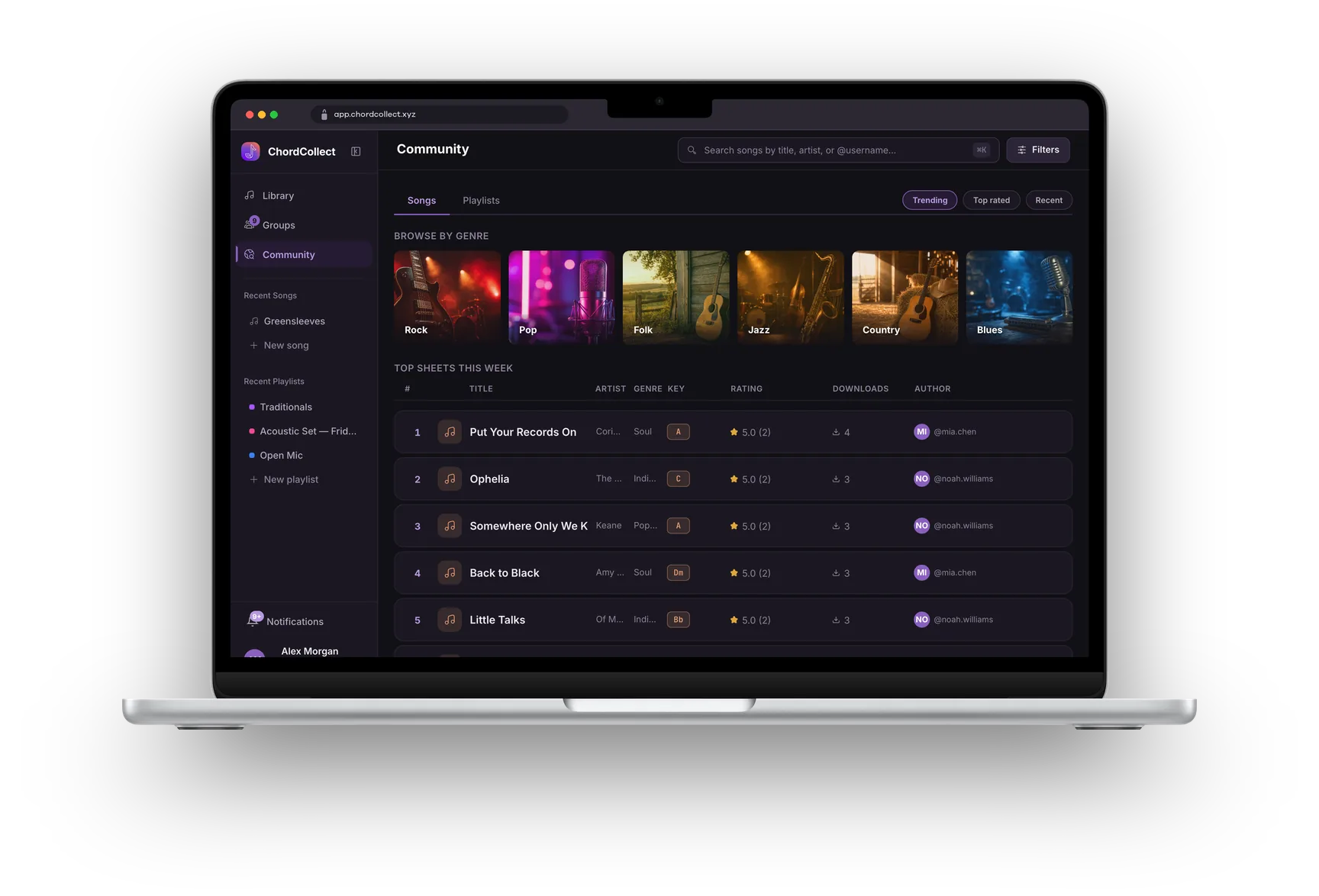 Chord Collect community page open in a desktop browser